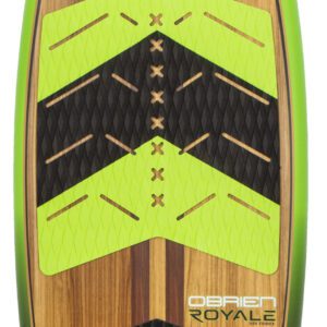 Green and wood patterned surfboard
