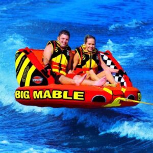 Two people on Big Mable float