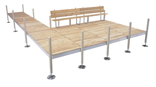 L-shaped wooden dock platform layout