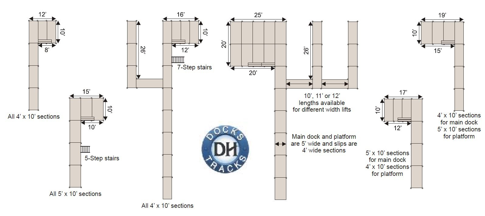 Dock layout blueprints with measurements