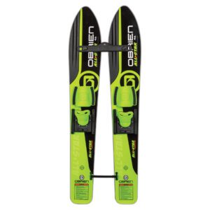 Green water skis with black accents