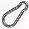 Metal carabiner clip on white background