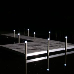 Illuminated dock at night