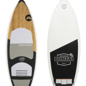 Dual surfboards featuring sleek bamboo accents