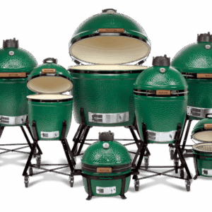 Various sizes of green ceramic grills