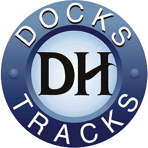 Blue circular logo with DH letters