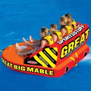 Group riding Great Big Mable inflatable